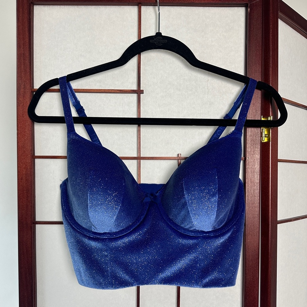 Victoria’s Secret blue sparkle velvet bustier